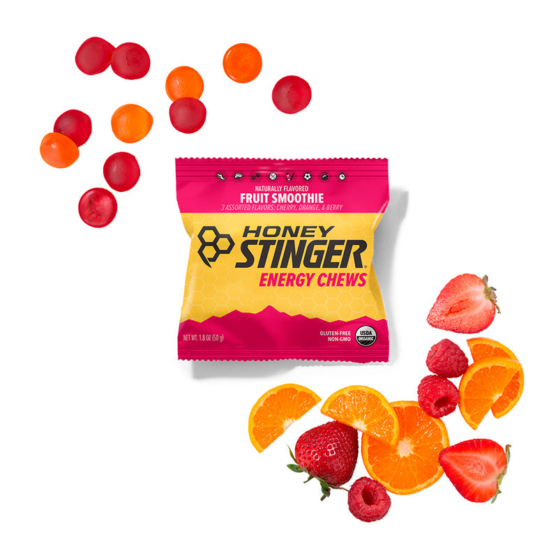 Gomitas energéticas HONEY STINGER Sabor a frutas (Cereza, Naranja y Bayas) / Vitamina C y minerales / 50 gr